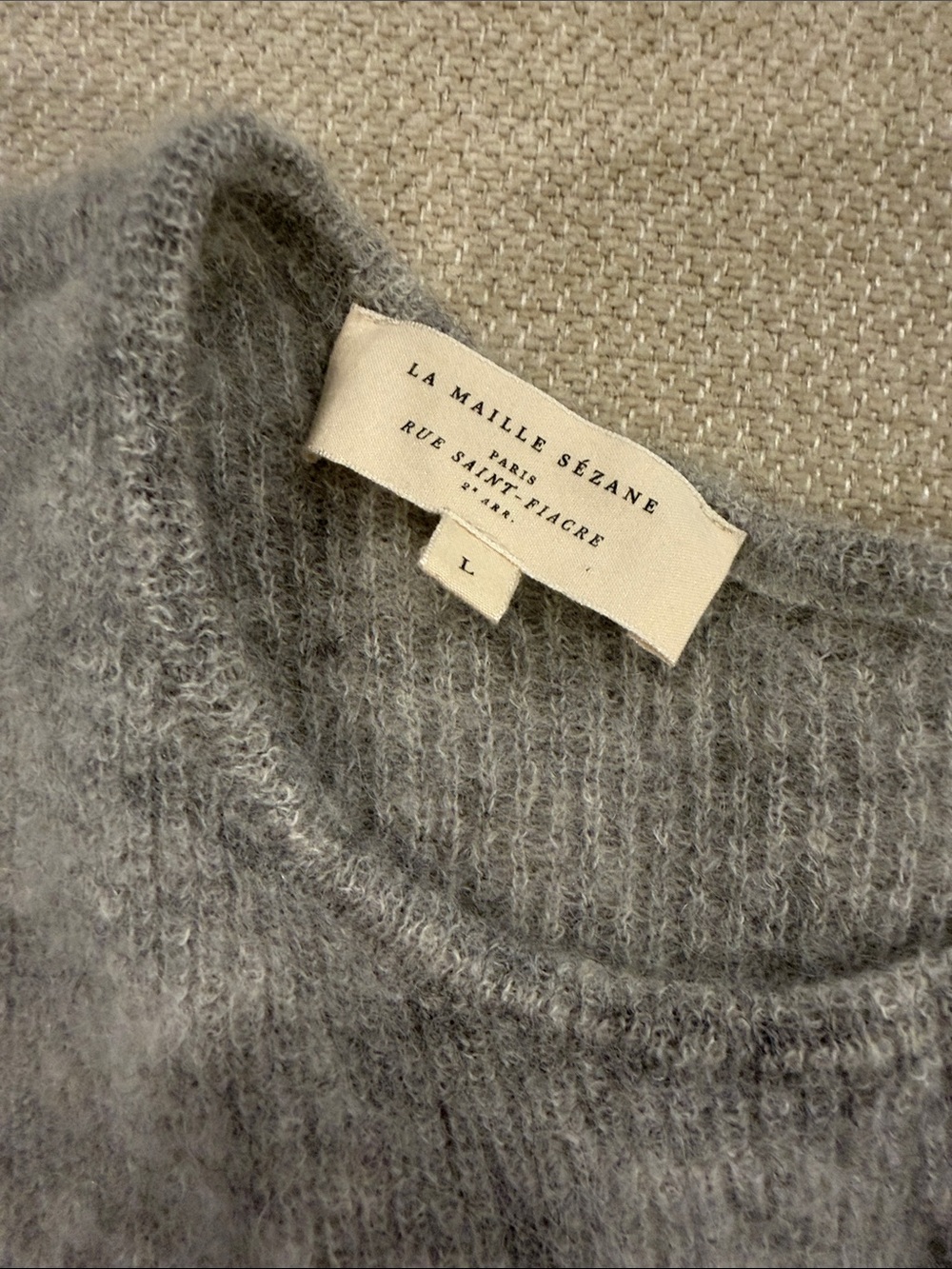LA MAILLE SEZANE LARGE WOMENS Gray Button Alpaca GASPARD Sweater Cardigan mohair - Picture 2 of 5